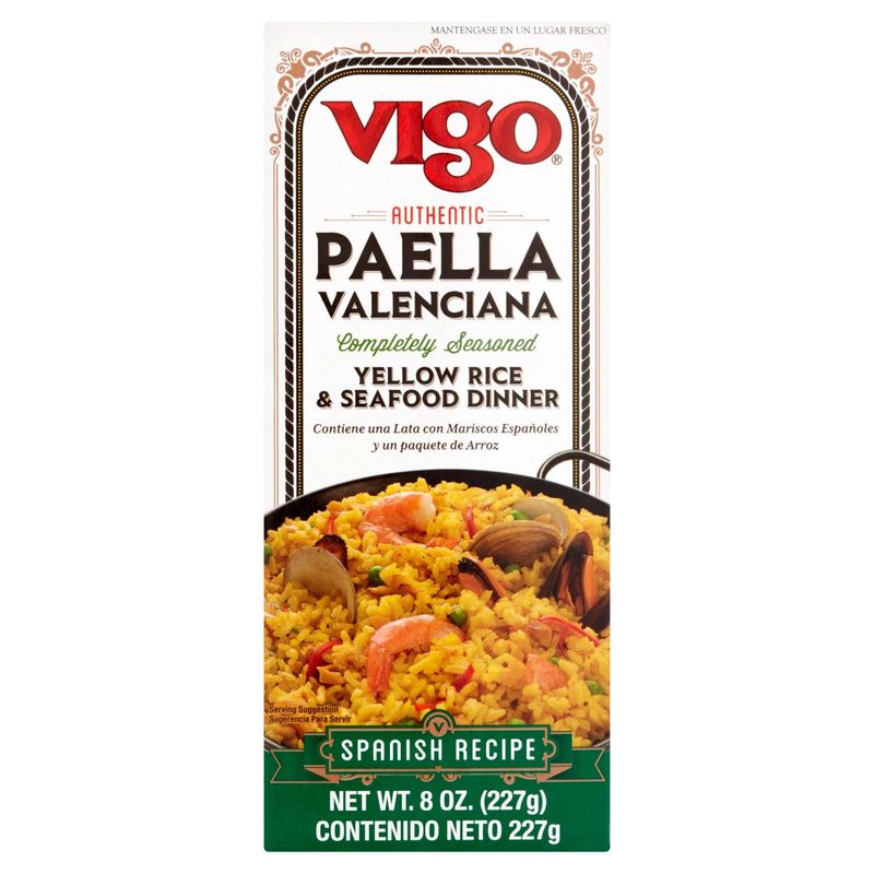 Vigo Authentic Paella Valenciana Completely Seasoned Yellow Rice &amp; Seafood Dinner, 8 oz