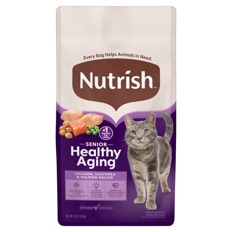 Nutrish Healthy Aging Chicken, Chickpea &amp; Salmon Recipe Cat Food, Senior, 3 lb