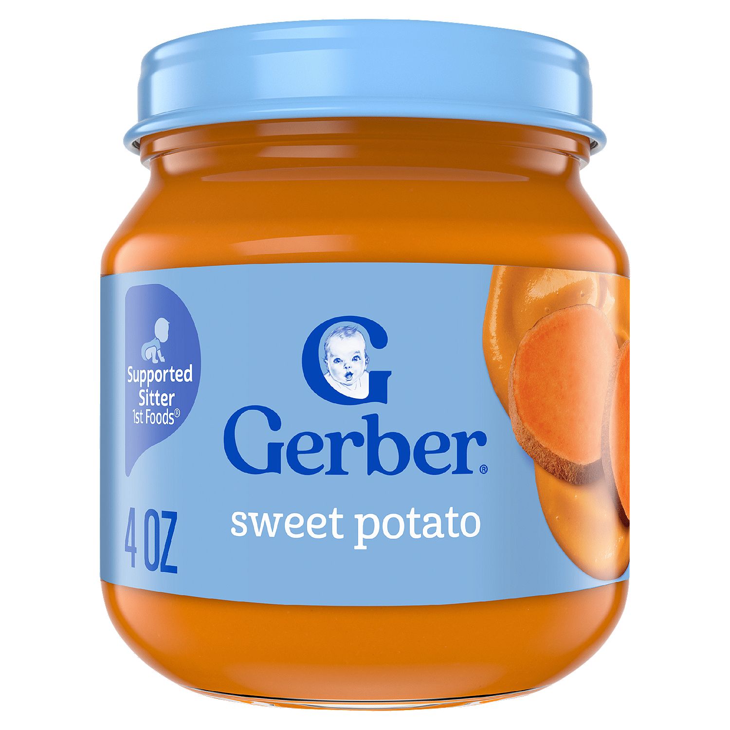 Gerber 1st Foods Sweet Potato Baby Food, Supported Sitter, 4 oz