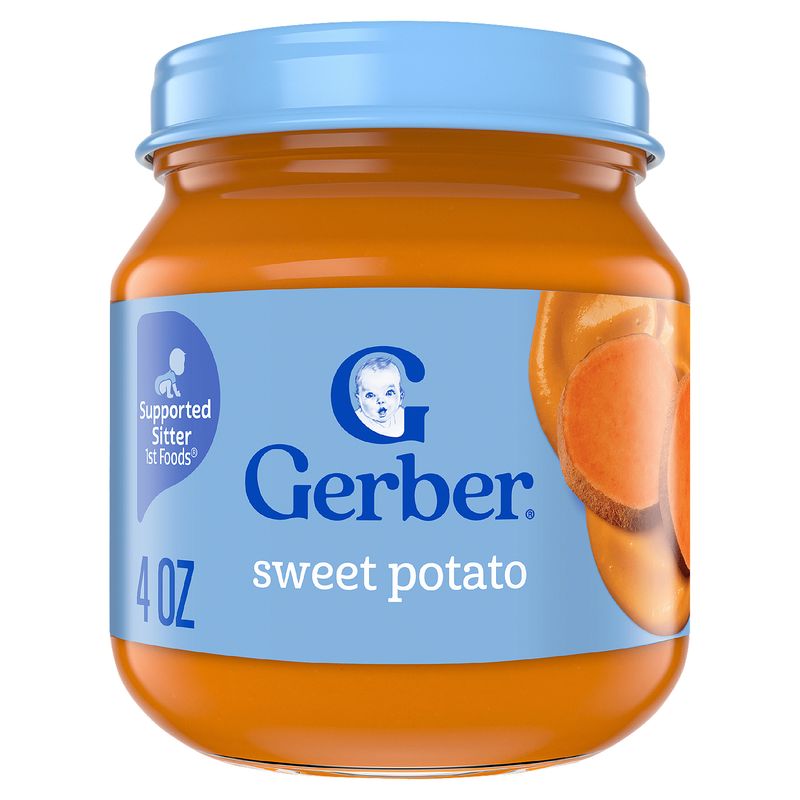 Gerber 1st Foods Sweet Potato Baby Food, Supported Sitter, 4 oz