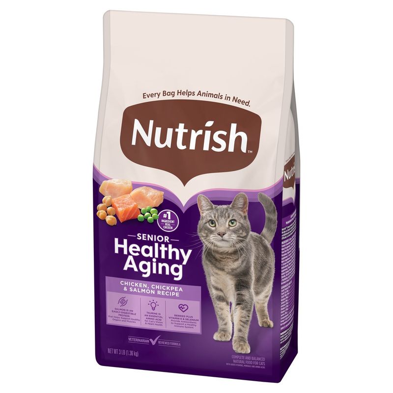 Nutrish Healthy Aging Chicken, Chickpea &amp; Salmon Recipe Cat Food, Senior, 3 lb