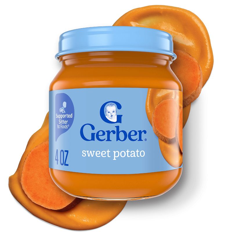 Gerber 1st Foods Sweet Potato Baby Food, Supported Sitter, 4 oz
