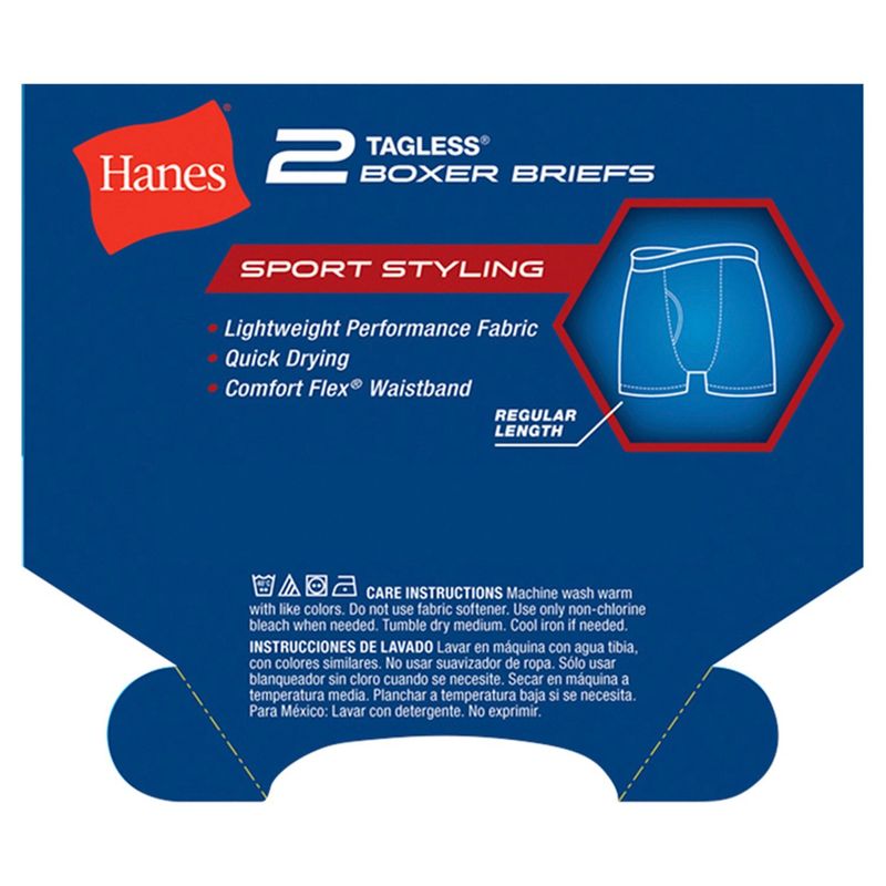 Hanes Cool Dri Assorted Colors Tagless Boxer Briefs, 2 count