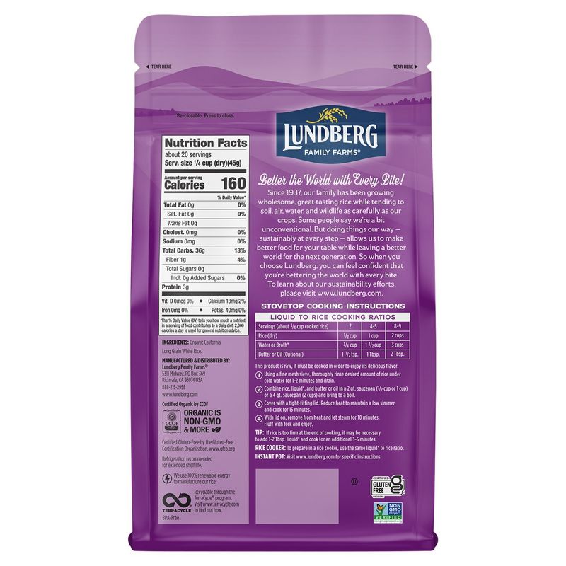 Lundberg Family Farms 2LB OG CALIFORNIA WHITE JASMINE RICE, 32 oz