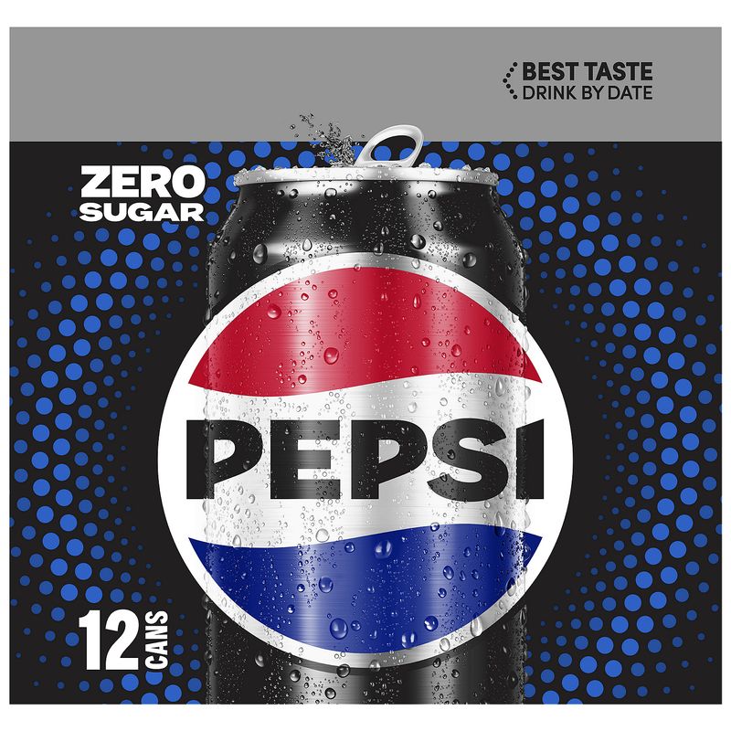 Pepsi Zero Sugar Soda Cola 12 Fl Oz, 12 Count