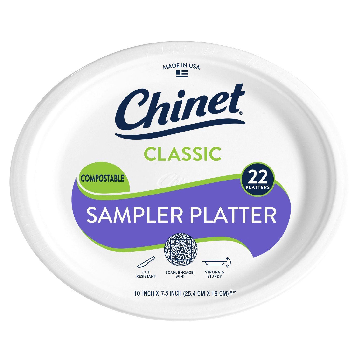 Chinet 10 Inch X 7.5 Inch Classic Sampler Platter, 22 count
