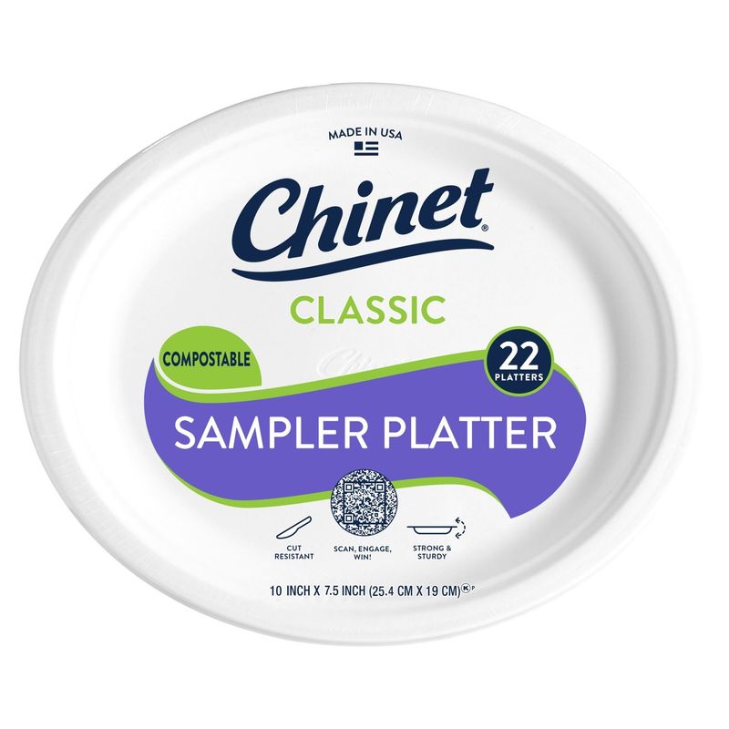 Chinet 10 Inch X 7.5 Inch Classic Sampler Platter, 22 count