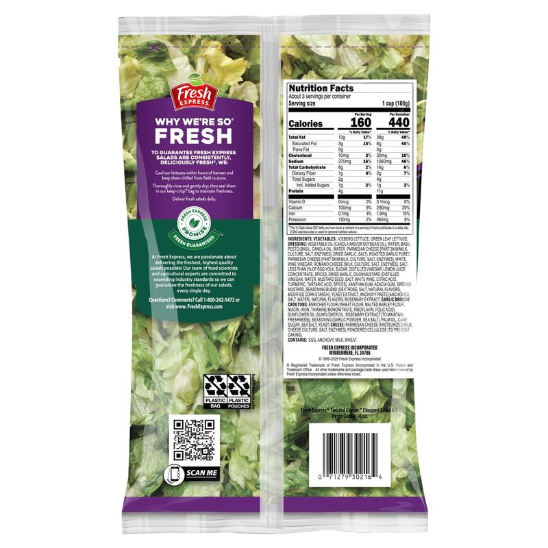 Fresh Express Twisted Cesar Pesto Caesar Chopped Salad Kit, 9.5 oz