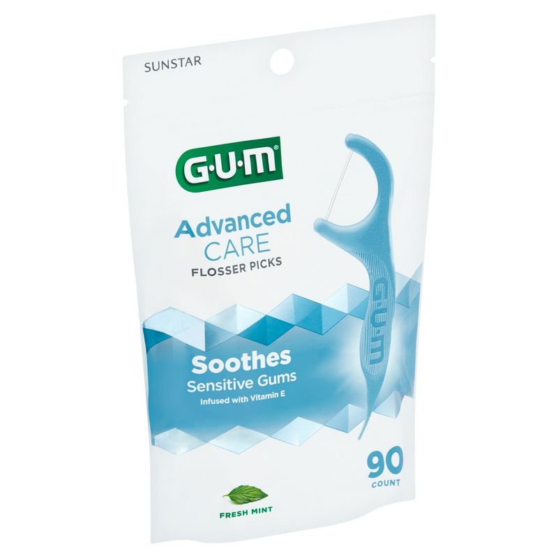 Sunstar GUM Advanced Care Fresh Mint Flosser Picks, 90 count