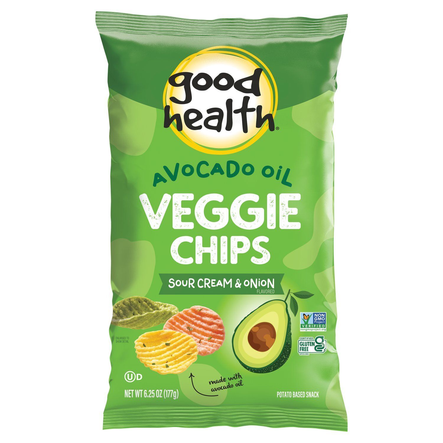Good Health Avocado Oil Veggie Chips Sour Cream &amp; Onion Flavored Potato Based Snack, 6.25 oz