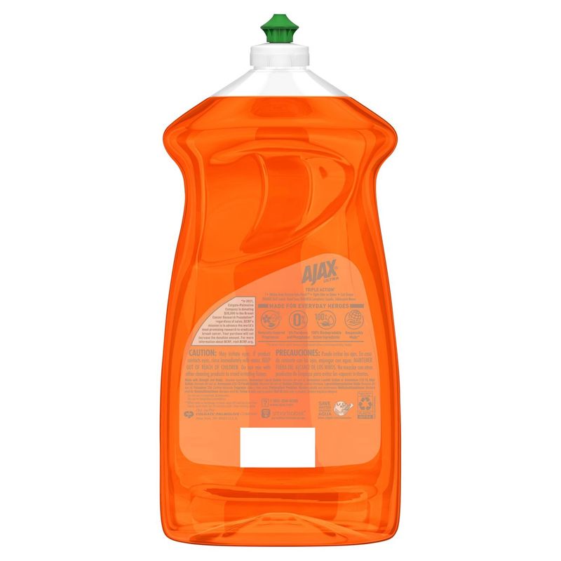 Ajax Ultra Triple Action Dishwashing Liquid Dish Soap, Orange Scent - 52 Fluid Ounce