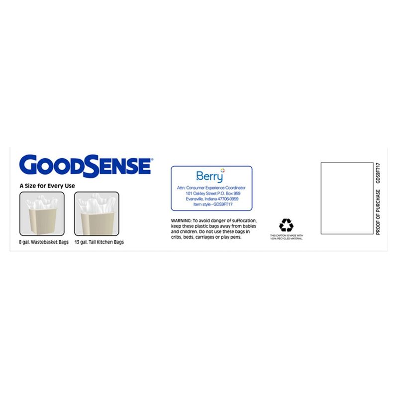 Good Sense 30 Gal. Large Trash Bags with Flap Ties, 17 count
