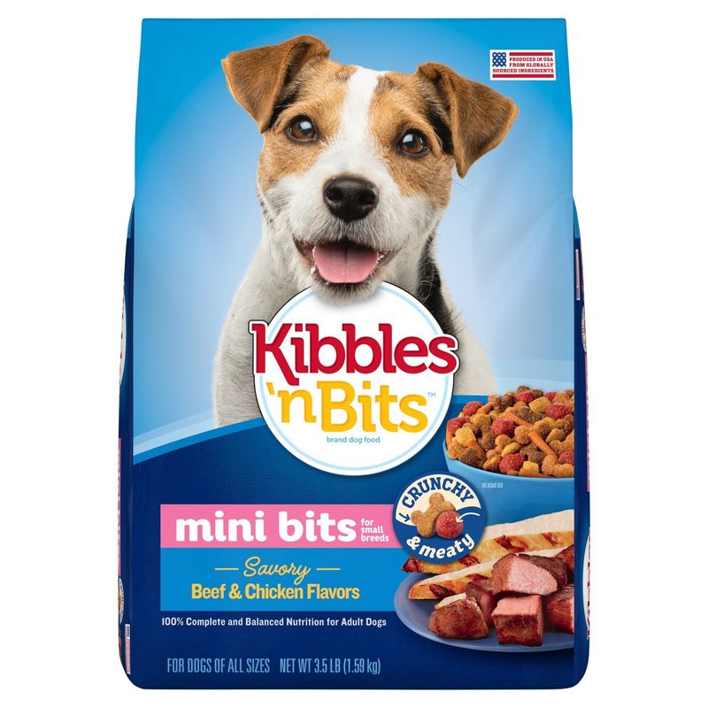 Kibbles 'n Bits Savory Beef &amp; Chicken Flavors Mini Bits For Small Breeds Dog Food, 3.5 lb