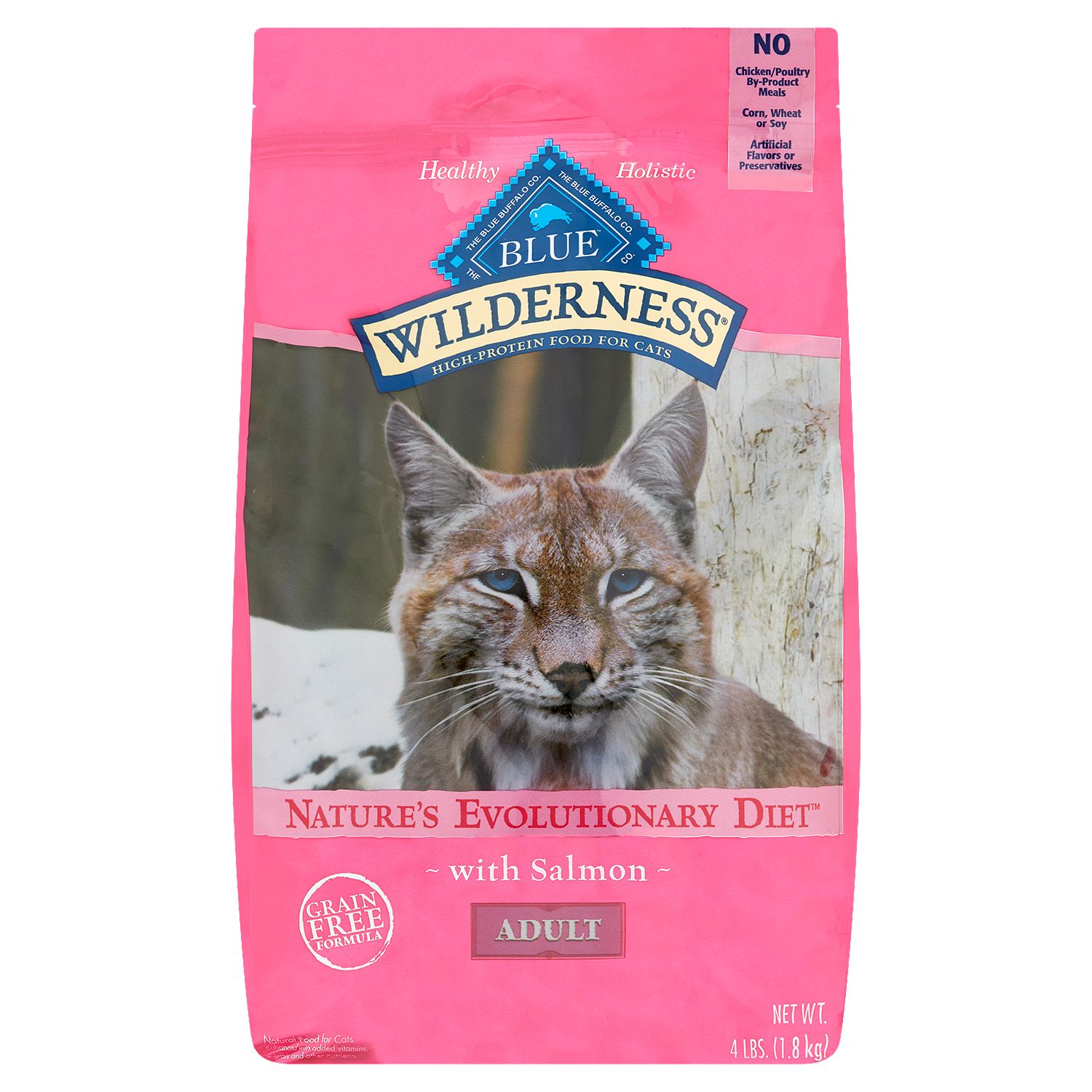 Blue Buffalo Wilderness High-Protein Natural Food for Cats with Salmon, Adult, 4 lbs.
