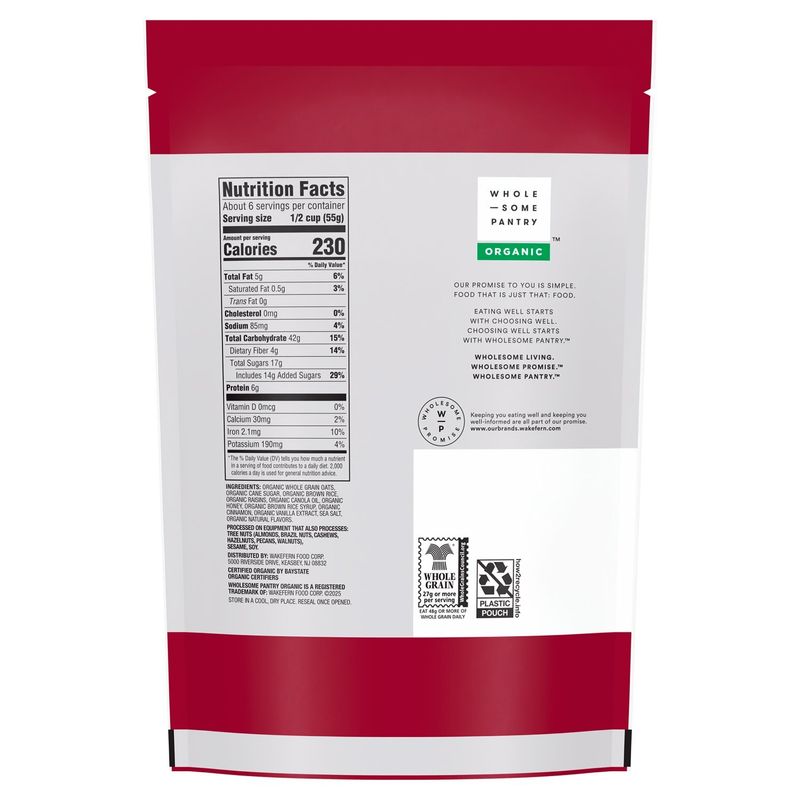 Wholesome Pantry Organic Cinnamon Raisin Granola, 12 oz