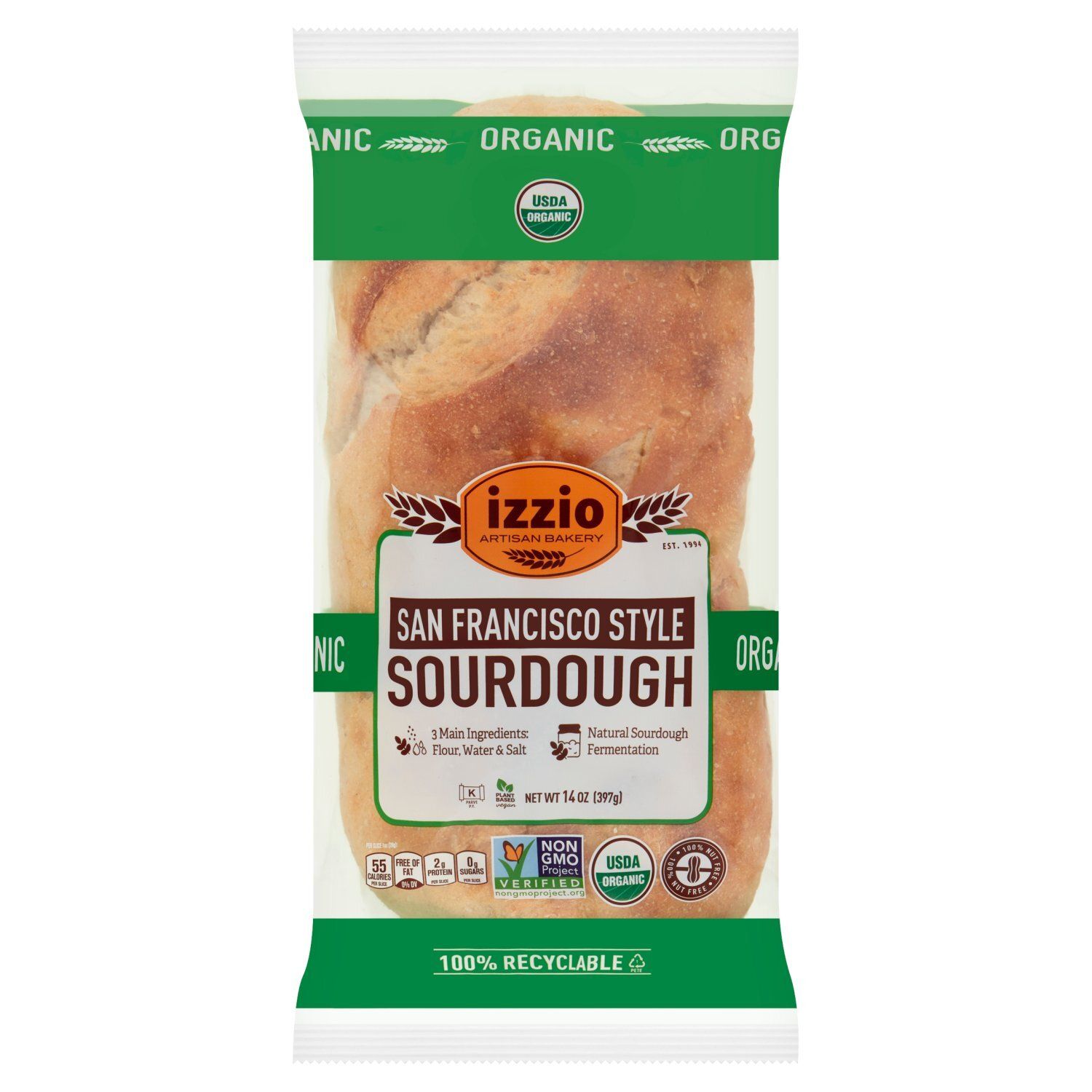 Izzio Artisan Bakery Organic San Francisco Style Sourdough, 14 oz