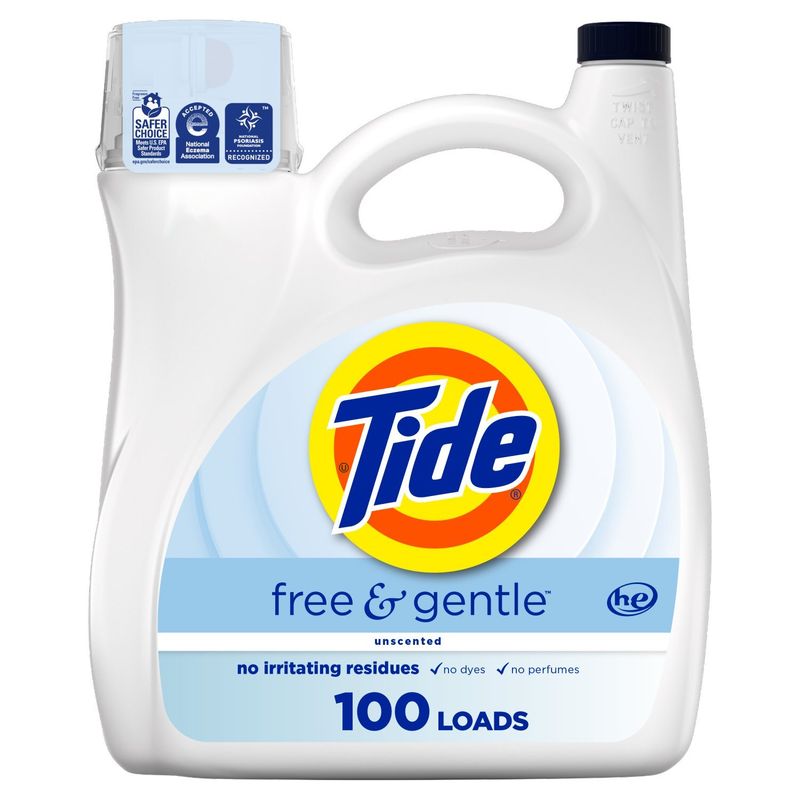 Tide Free &amp; Gentle Liquid Laundry Detergent, 132 fl oz, 100 Loads