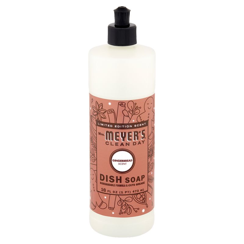 Mrs. Meyer's Clean Day Gingerbread Limited Edition Scent Dish Soap, 16 fl oz