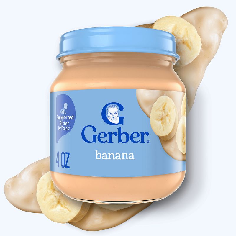 Gerber 1st Foods Banana Baby Food, Supported Sitter, 4 oz