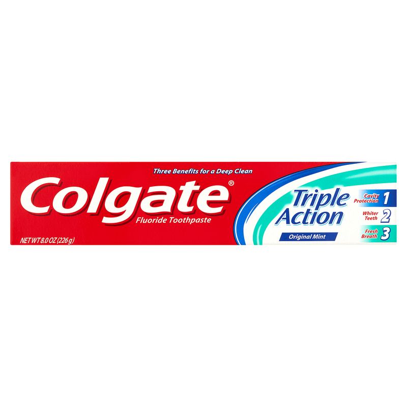 Colgate Triple Action Original Mint Fluoride Toothpaste, 8.0 oz