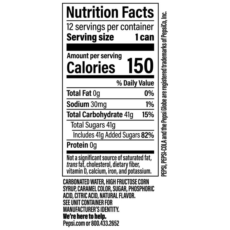 Pepsi Caffeine Free Soda Cola 12 Fl Oz, 12 Count Cans