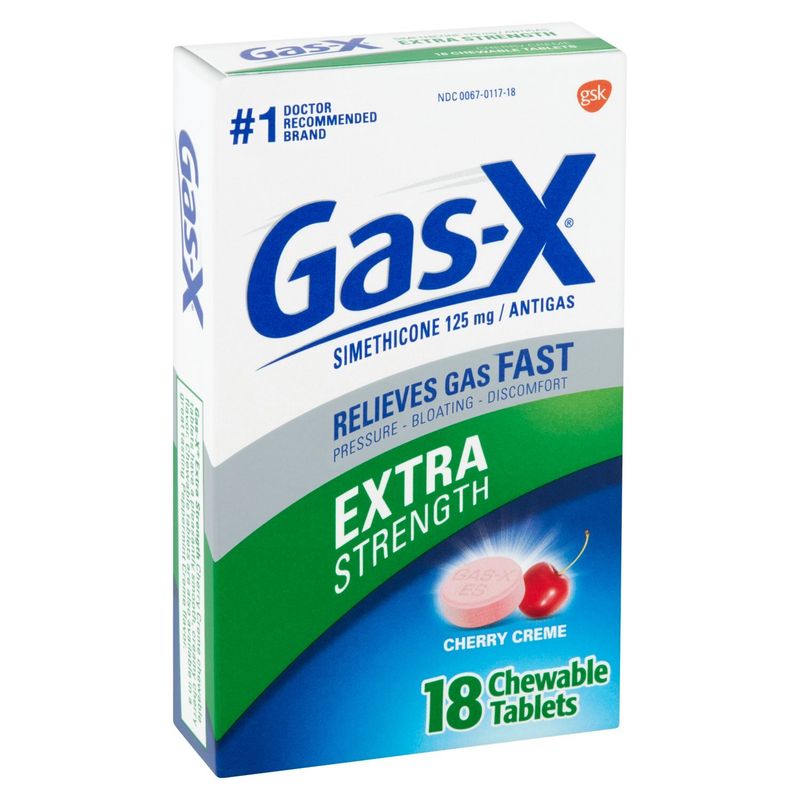 Gas-X Extra Strength Cherry Crème Simethicone Chewable Tablets, 125 mg, 18 count