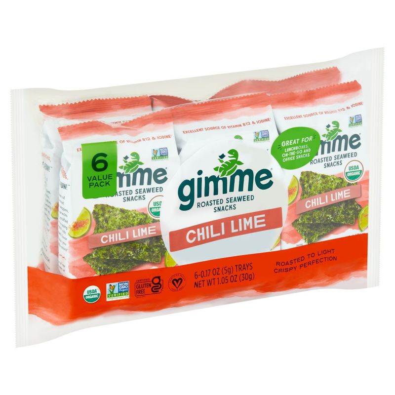 Gimme Chili Lime Roasted Seaweed Snacks Value Pack, 0.17 oz, 6 count