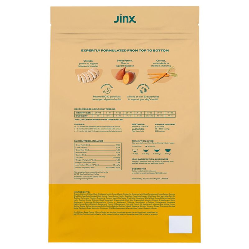 Jinx Grain-Free Chicken Sweet Potato Carrot Recipe Dog Food, 4 lbs