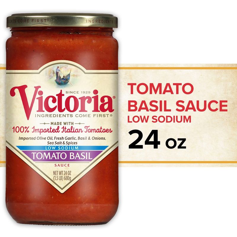 Victoria Low Sodium Tomato Basil Sauce, 24 oz