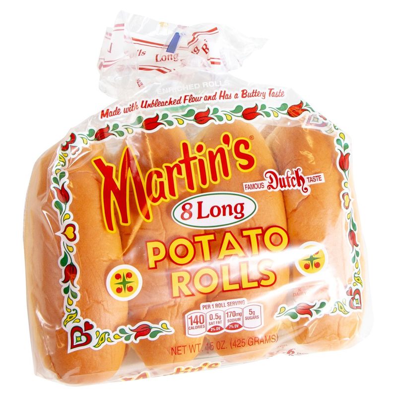 Martin's Long Potato Rolls, 8 count, 15 oz