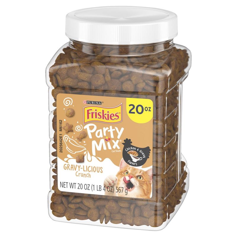 Purina Friskies Party Mix Gravy-Licious Crunch Chicken &amp; Gravy Cat Treats, 20 oz