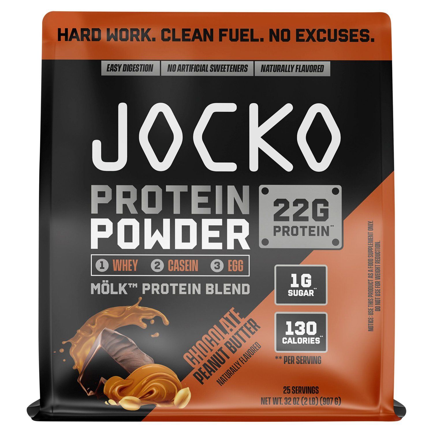Jocko Chocolate Peanut Butter Protein Powder, 32 oz