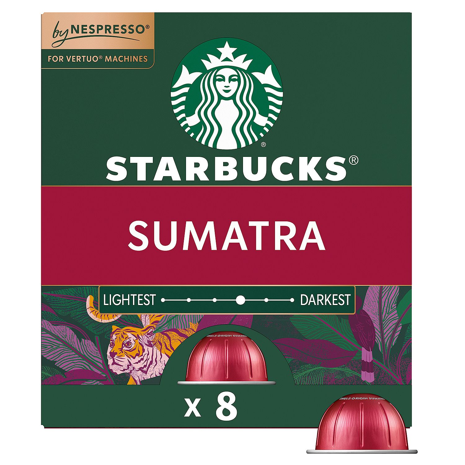 Starbucks Single - Origin Sumatra Dark Roast Ground Coffee Aluminum Capsules, 8 count, 3.35 oz