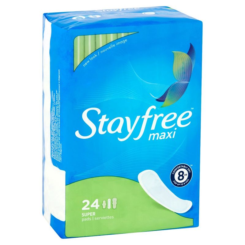 Stayfree Maxi Super Pads, 24 count