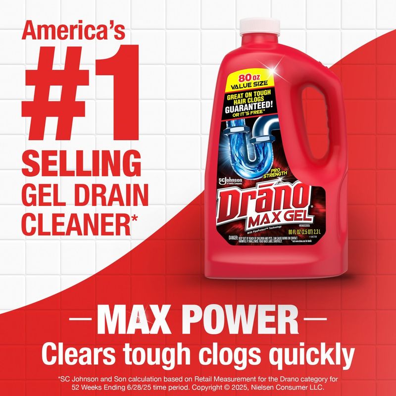 Drano Max Gel Pro Strength Clog Remover Value Size, 80 fl oz