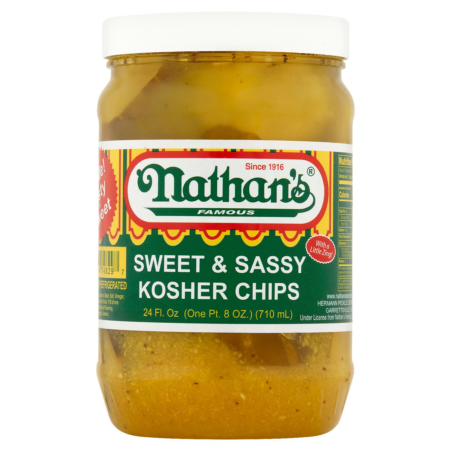 Nathan's Famous Sweet &amp; Sassy Kosher Chips, 24 fl oz
