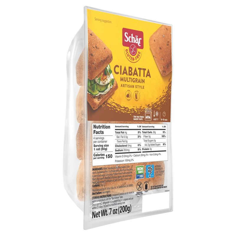Schär Gluten-Free Artisan Style Multigrain Ciabatta, 4 count, 7 oz