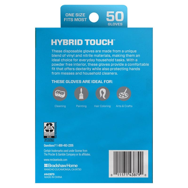 Mr. Clean Hybrid Touch Protection Disposable Gloves, 50 count