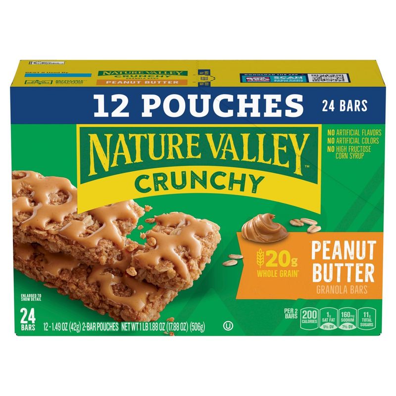 Nature Valley Peanut Butter Crunchy Granola Bars, 1.49 oz, 12 count