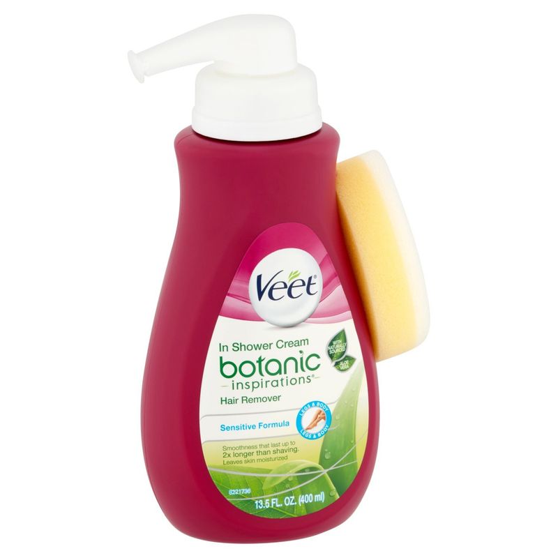 Veet Botanic Inspirations Legs &amp; Body Hair Remover In Shower Cream, 13.5 fl oz