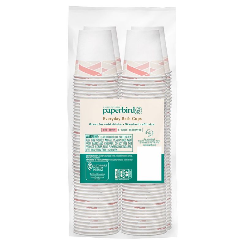 Paperbird 3 Ounce Decorated Everyday Bath Cups, 200 count