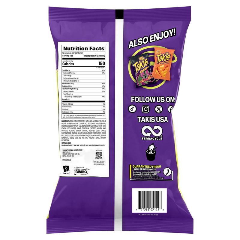 Takis Chile and Lime Tortilla Chips, 9.9 oz