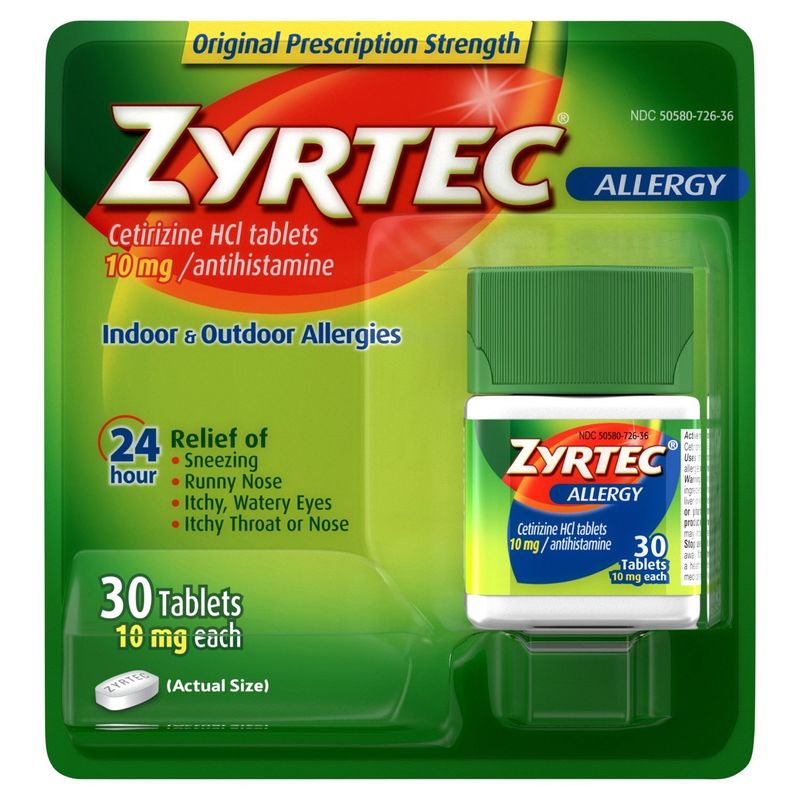 Zyrtec Indoor &amp; Outdoor Allergy Tablets, 10 mg, 30 count