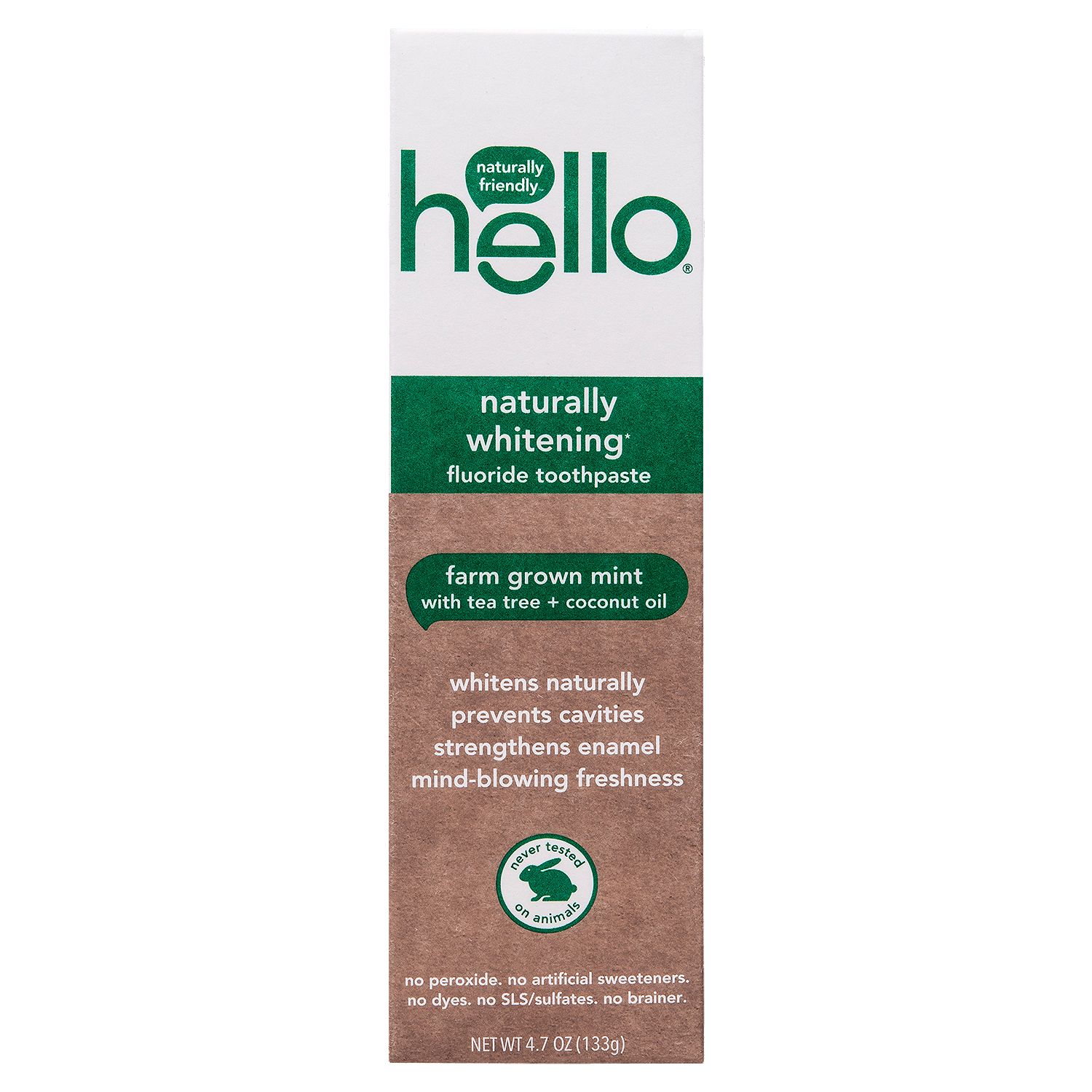 Hello Naturally Whitening Farm Grown Mint Fluoride Toothpaste, 4.7 oz