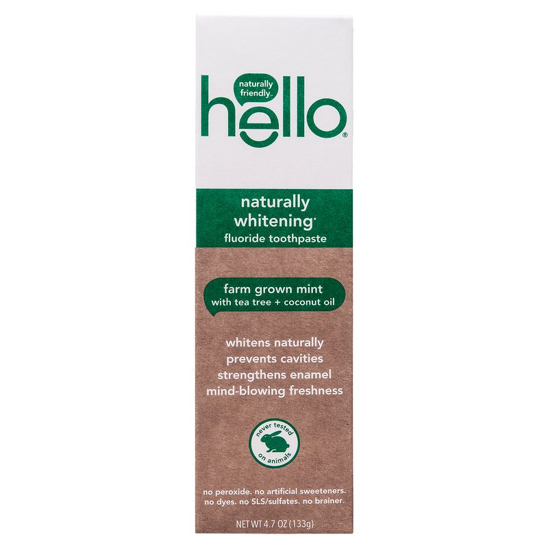 Hello Naturally Whitening Farm Grown Mint Fluoride Toothpaste, 4.7 oz