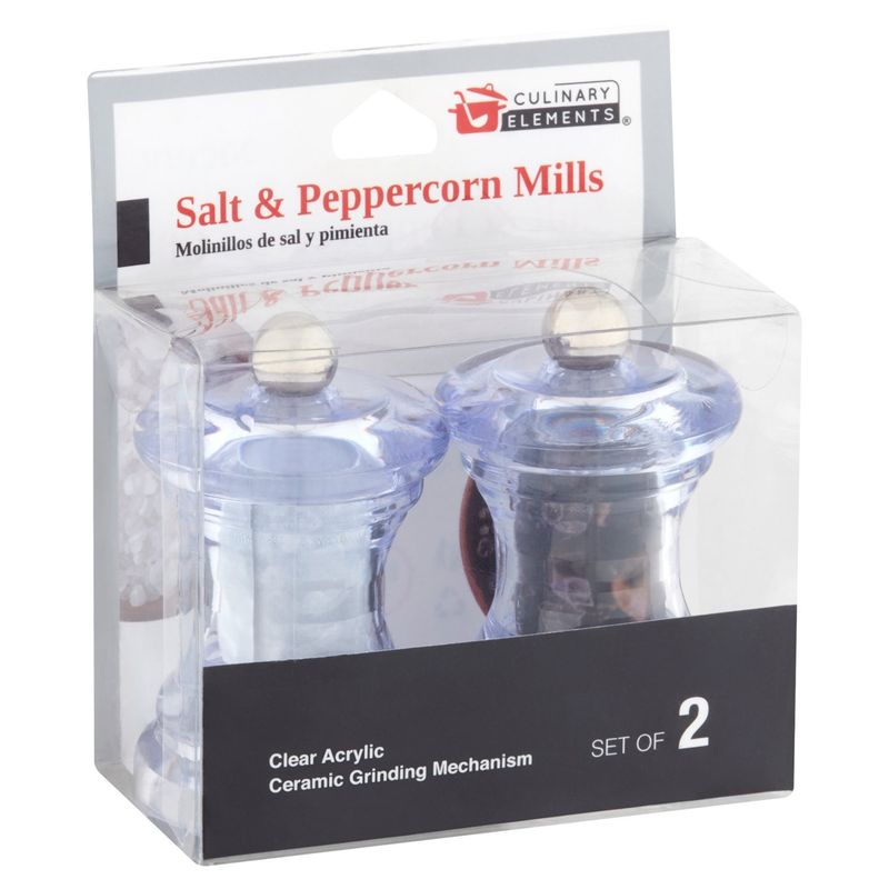 Jacent Culinary Elements Salt &amp; Peppercorn Mills, 2 count