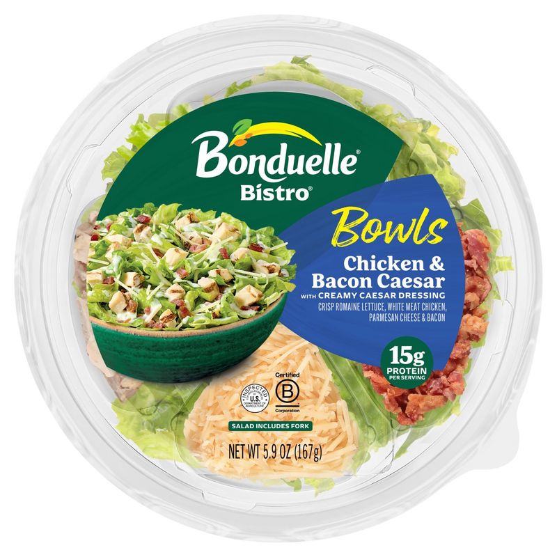 Bonduelle Bistro Chicken &amp; Bacon Caesar with Creamy Caesar Dressing Bowls, 5.9 oz