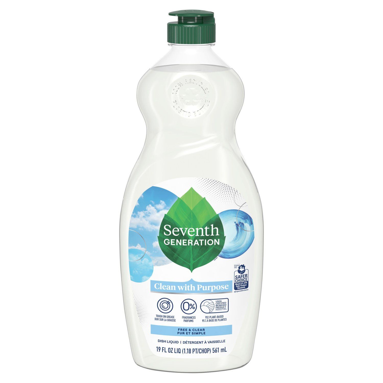 Seventh Generation Free &amp; Clear Dish Liquid, 19 fl oz liq