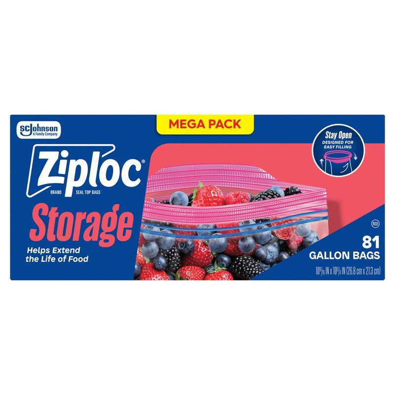 Ziploc Storage Gallon Seal Top Bags Mega Pack, 81 count