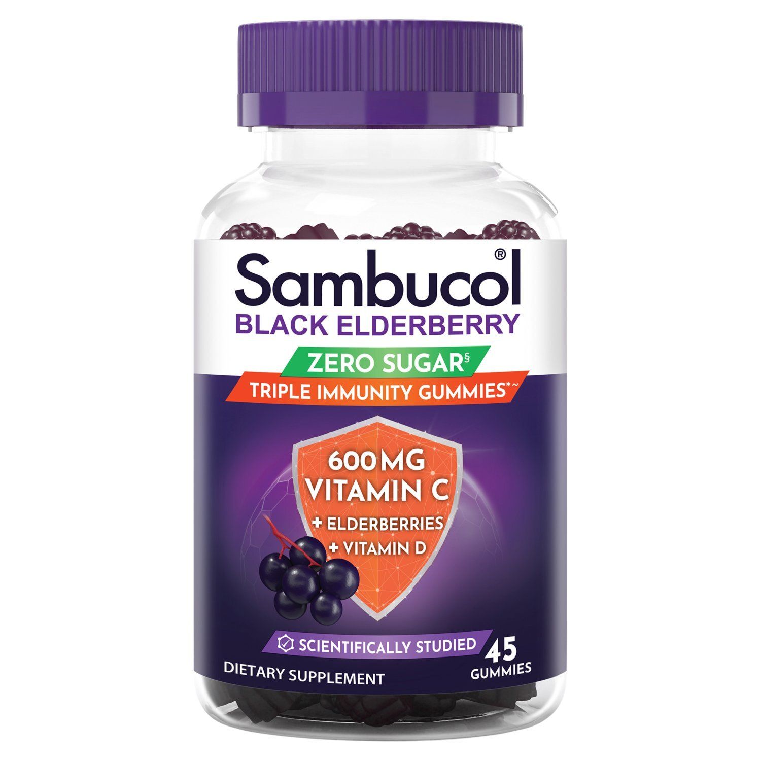 Sambucol Black Elderberry Zero Sugars Dietary Supplement, 45 count